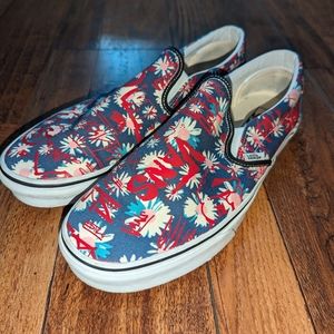 NEW Mens Vans Classic Slip-On Flower Black Multicolor Floral Sneaker Shoes